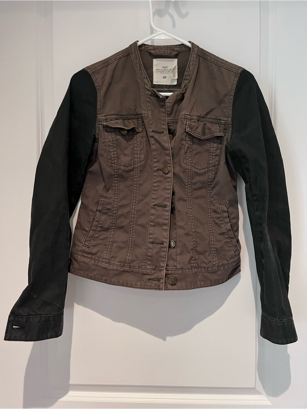 H&M Two-Tone Women's Jacket - Brown/Olive Body with Black Sleeves